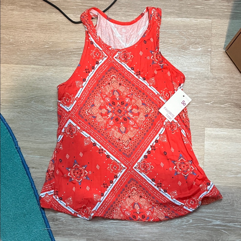 SO Vibrant Red Bandana Women's Tank Top